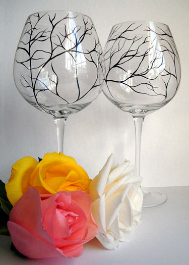 Hand Painted Wine Glasses