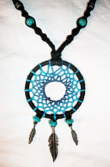 Dreamcatcher Necklace on Turquoise Hemp Dreamcatcher Necklace   Arts  Crafts And Design Finds