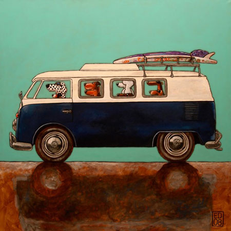 VW Samba Dogs Print