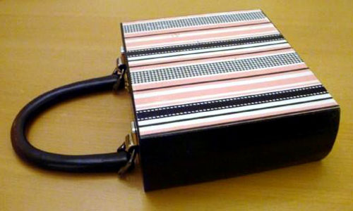 Pink and Black Striped Cigar Box Purse