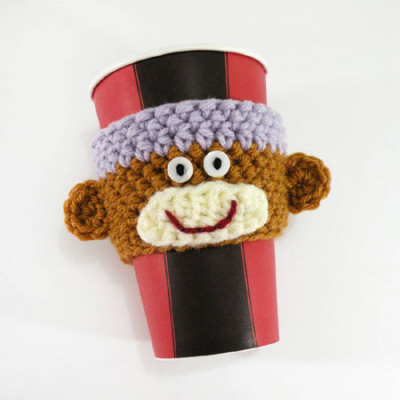 Crocheted Monkey Coffee Cup Cozy