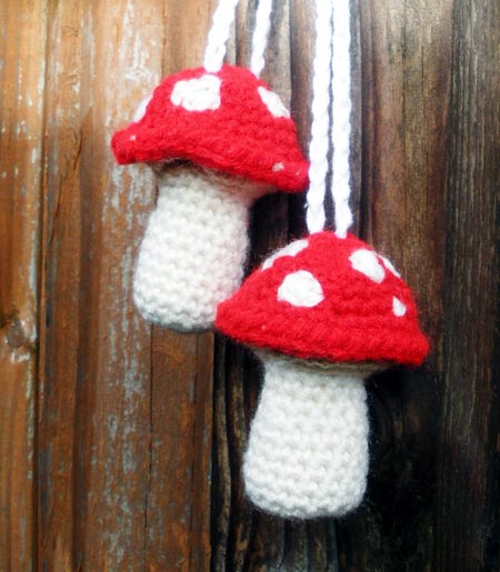 Patchouli Scented Crochet Toadstools Hanging