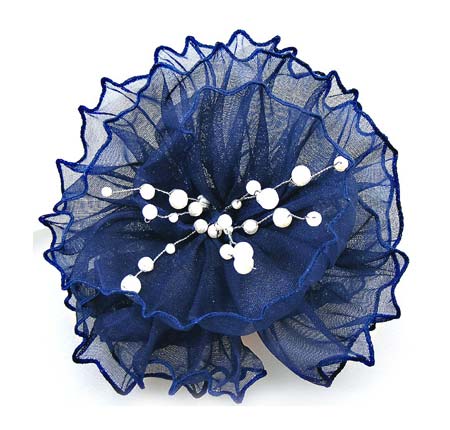 Blue Ribbon Flower Hair Comb