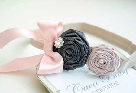 Flowers and Bow Baby Hairband