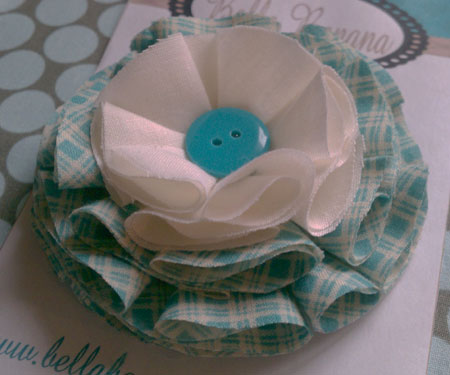 Plaid Fabric Flower Hair Clip