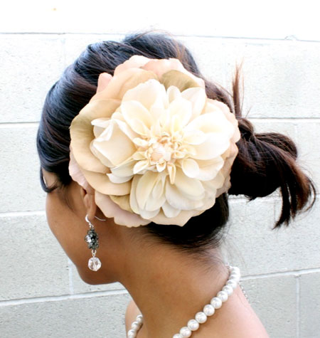 White Dahlia Hair Brooch