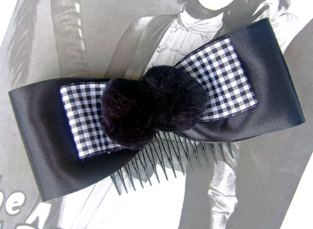 Black Satin Bow Hair Comb