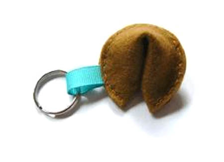 Felted Fortune Cookie Key Fob