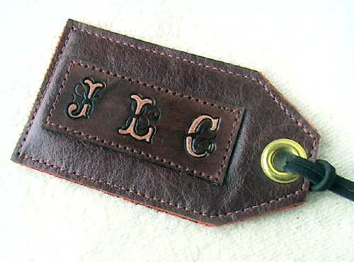 Monogrammed Leather Luggage Tag