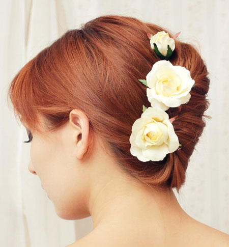 Yellow Rose Chignon Clips