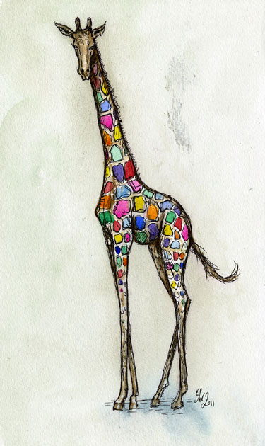 Colorful Giraffe Giclee Print