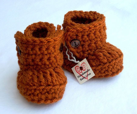 Burnt Orange Baby Booties