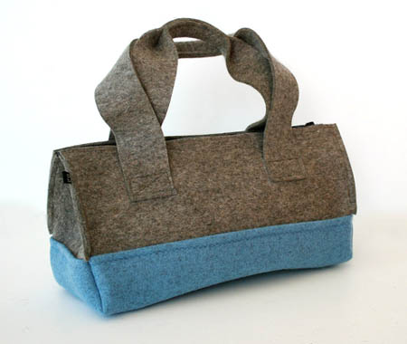 Blue Felt Duffel Bag