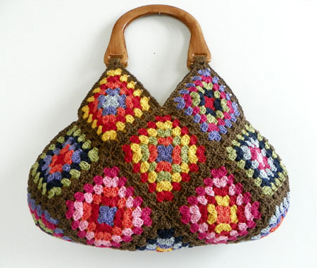 Multi-Color Crochet Granny Square Afghan Bag