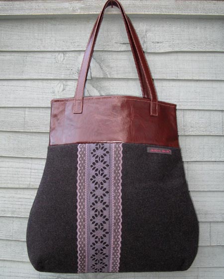Wool and Leather Tote Bag