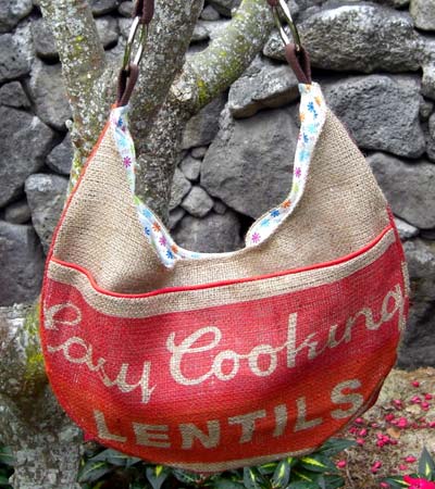 Burlap Lentil Seed Sack Tote