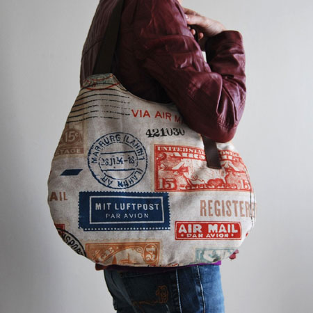 Postage Stamp Pattern Shoulder Bag