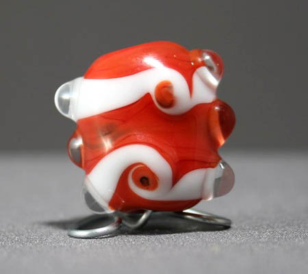 Red and White Swirls Focal Bead