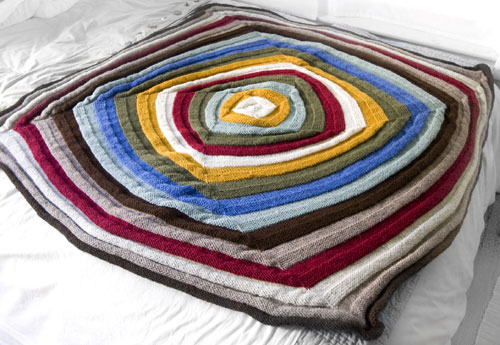 Hand Knit Geometric Afghan