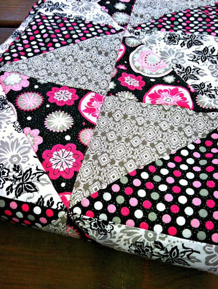 Pink and Black Quilted Baby Blanket