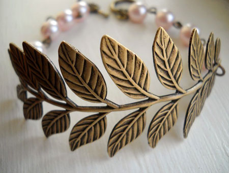 Antiqued Brass Leaf Bracelet