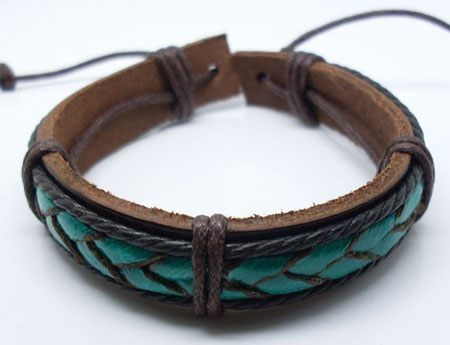 Leather and Bulrush Cuff