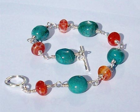 Blue Stones & Orange Agate Bracelet