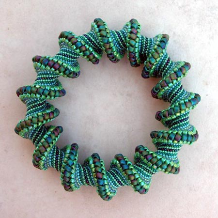 Peyote-Stitched Spiral Bangle