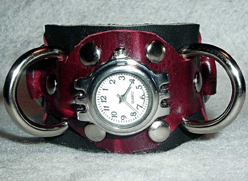 Magenta Leather Watch Cuff