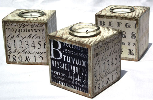 Decoupaged Typography Candle Blocks