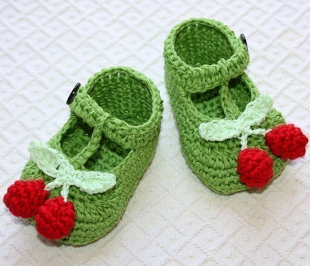 Baby Booties With Cherries