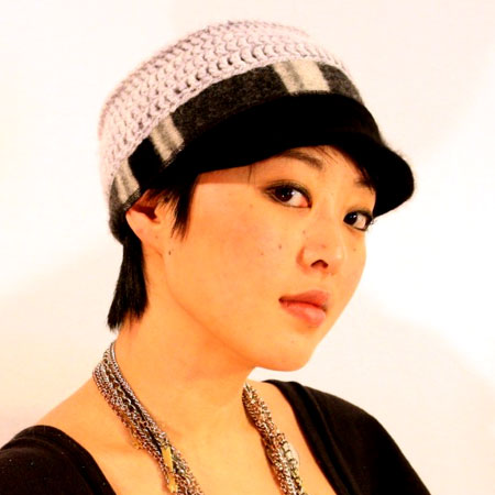 Crocheted Military Style Brim Hat