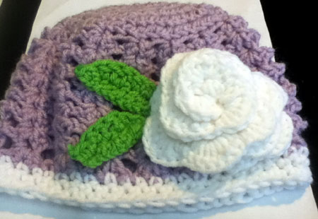 White Rose Crocheted Toddler Hat