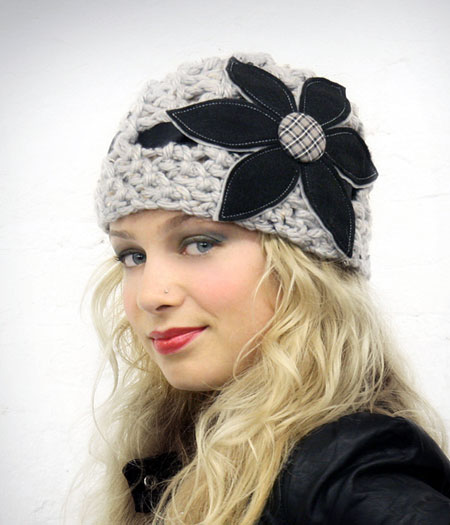 Felt Flower Crochet Cloche