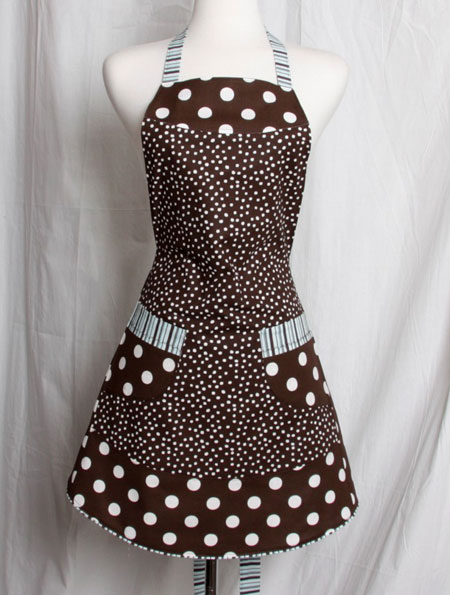 Brown and White Polka Dots Full Apron