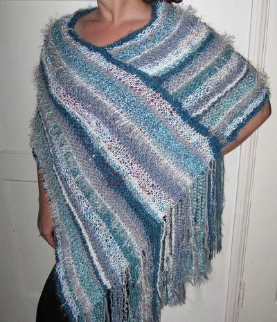 Handknit Striped Poncho