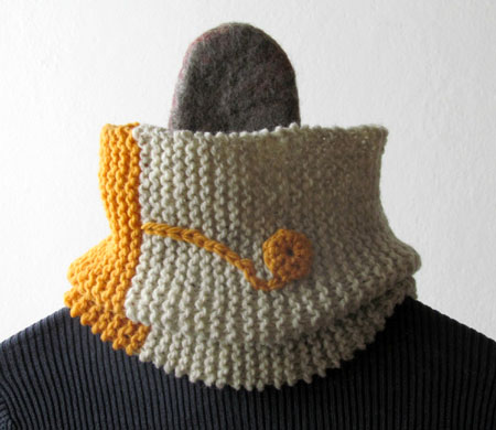 Oatmeal and Mustard Knit Cowl