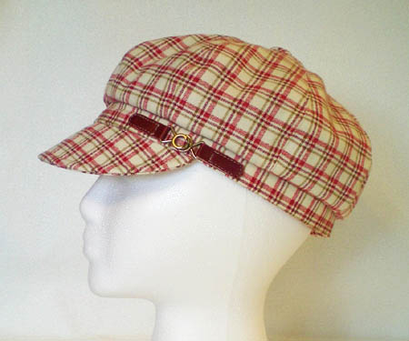 Raspberry Plaid Newsboy Hat