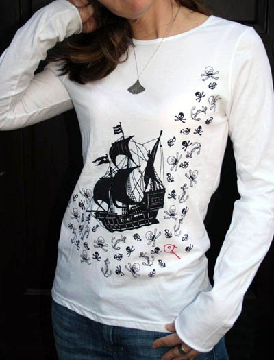 Screenprinted Pirate Long-Sleeved T-shirt