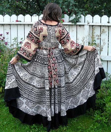 Sundress with Full Circle Skirt and Kimono Sleeves