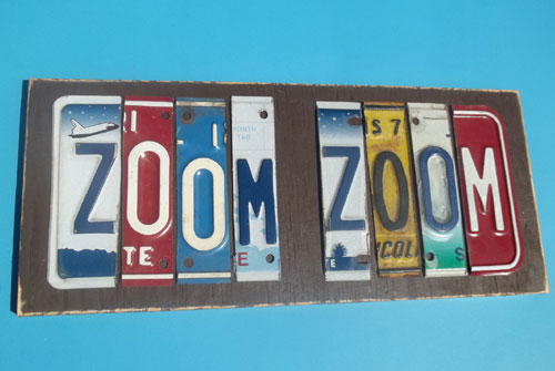 Zoom Zoom Cut License Plate Wall Hanging