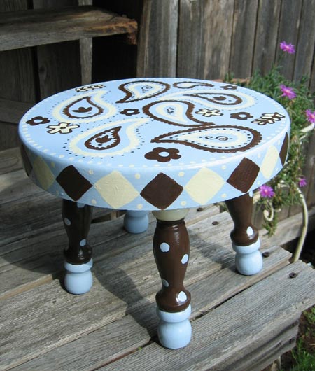 Hand Painted Paisley Stool