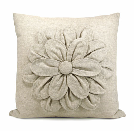 Linen Flower Pillow Cover