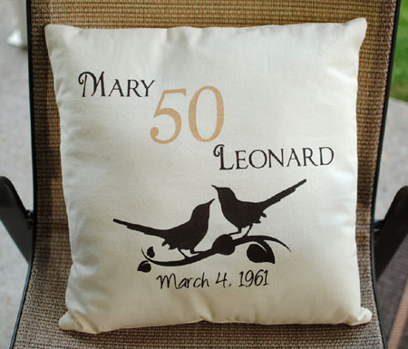 Hand Painted Anniversary Date Pillow Cover