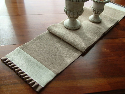 Pleated Jute Burlap Table Runner