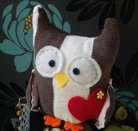 Striped Fabric Owl Plushie