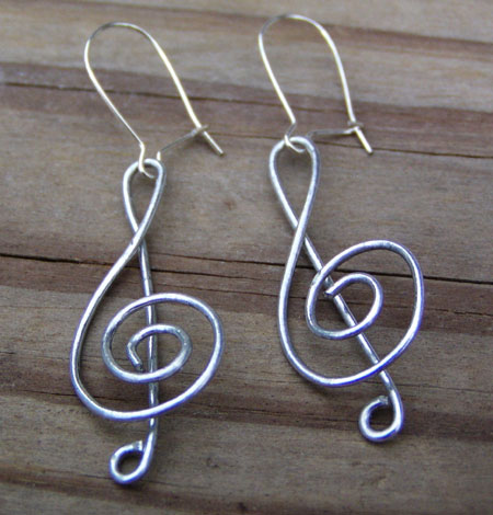 Treble Clef Coiled Wire Earrings