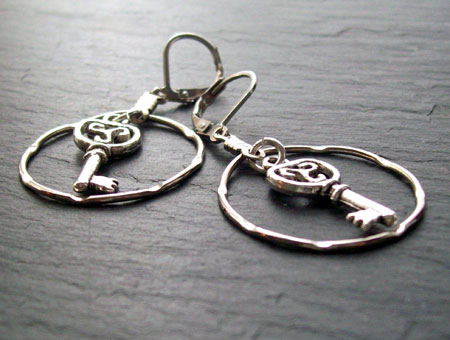 Celtic Skeleton Key Earrings