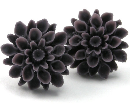 Plum Dahlia Stud Earrings