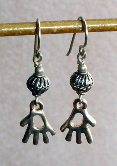 Pewter Petroglyph Hand Earrings